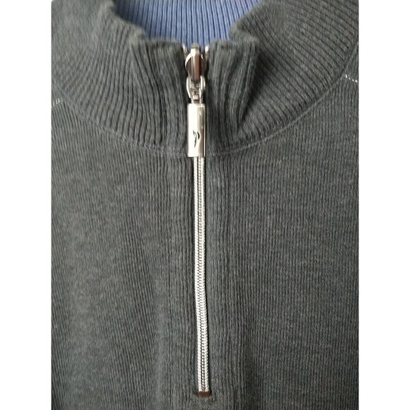 Tommy Bahama Men's Mock 1/4 Zip Grey White Stitched Pullover Sweater. Size XXL* - Picture 2 of 14